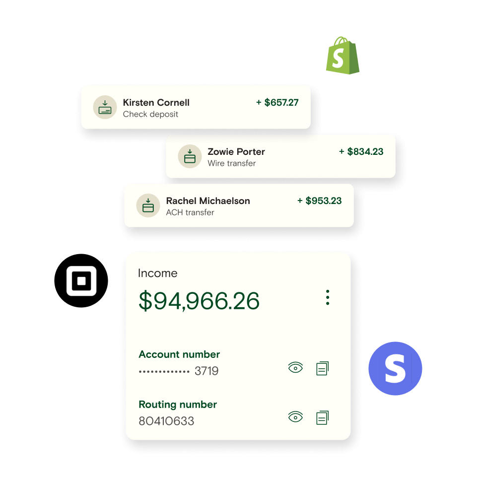 Three deposit transactions from check, wire transfer, and ACH transfer.